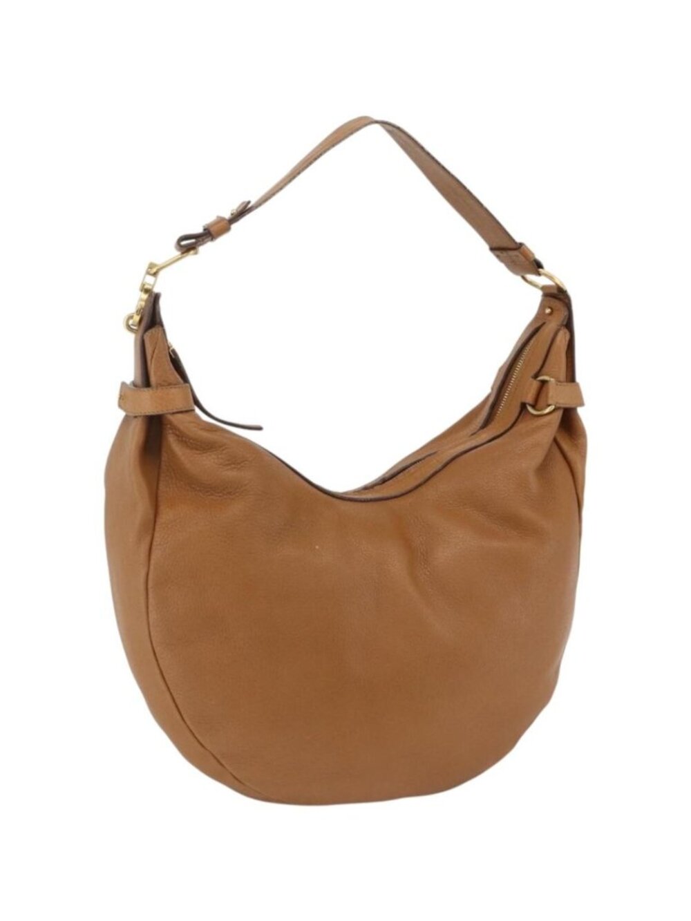 Salvatore Ferragamo Gancini Shoulder Bag Leather Brown Gold